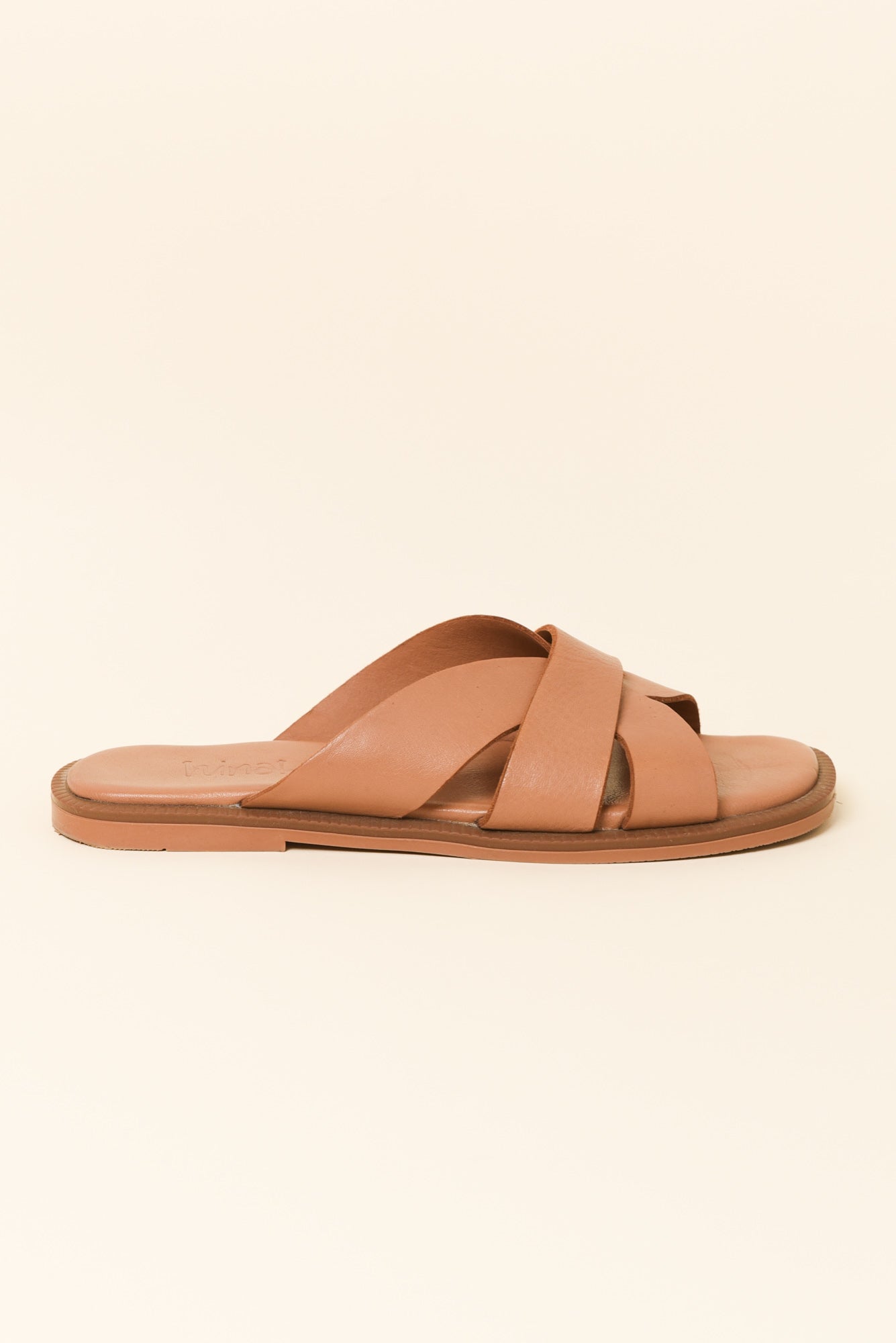 Adelaide Brandy Leather Slide Blue Bungalow AU - Main Image