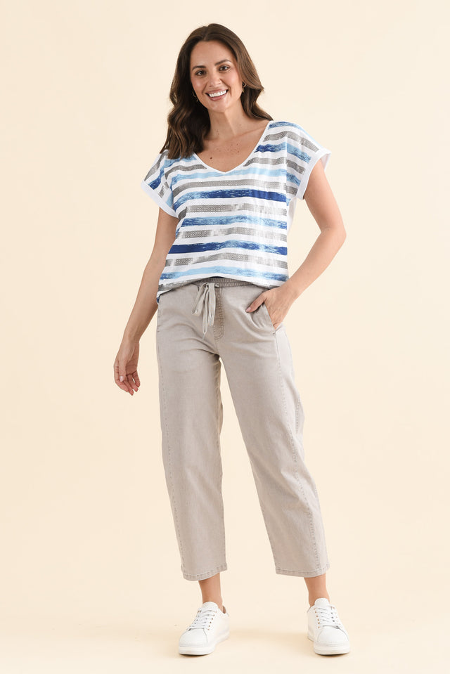 Eleanor Washed Natural Drawstring 7/8 Pants,Full Body,Brunette model,alt text|model:MJ image 6