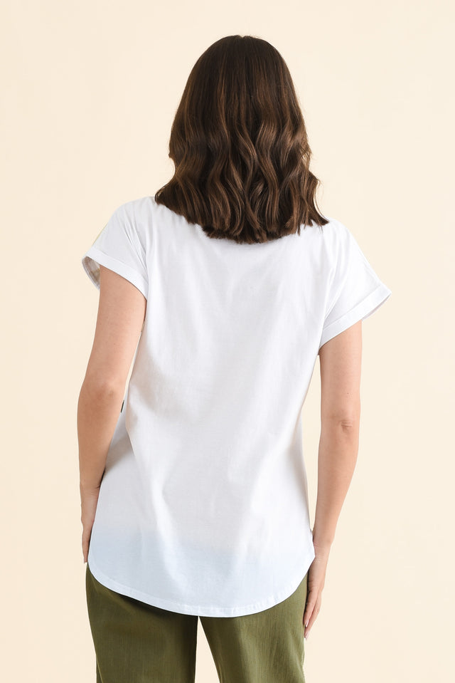Adli Green Stripe Cotton Sequin Tee,Back,Brunette model,alt text|model:MJ image 4
