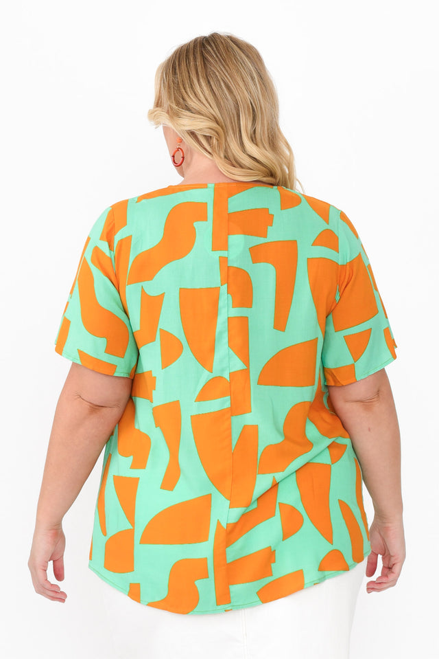 Adrina Teal Abstract Top