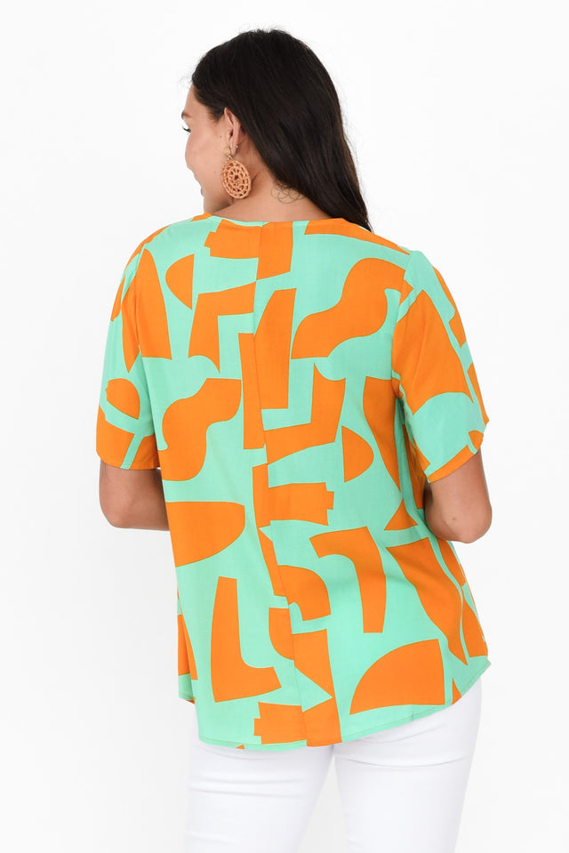 Adrina Teal Abstract Top