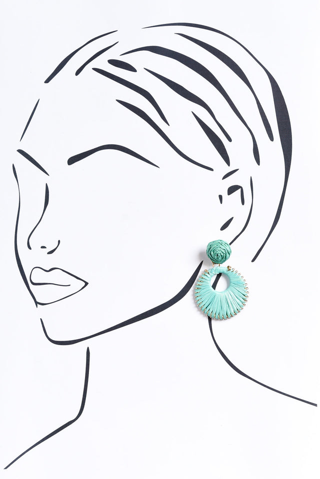 Aeliana Aqua Raffia Drop Earrings