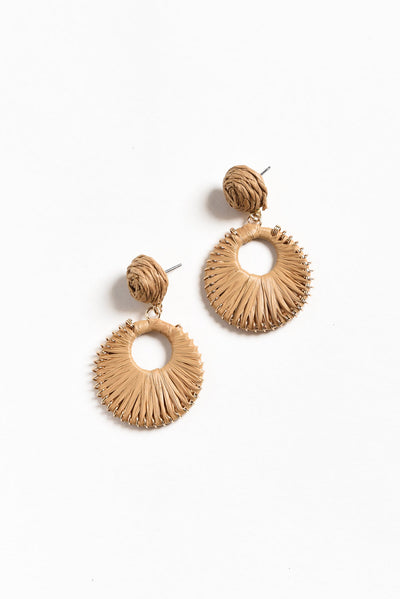 Aeliana Natural Raffia Drop Earrings