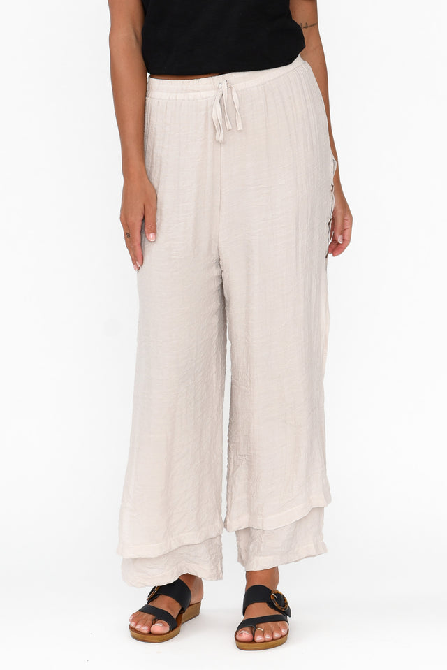 Aida Natural Cotton Blend Layered Pants image 1