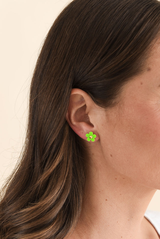 Aileen Green Flower Stud Earrings