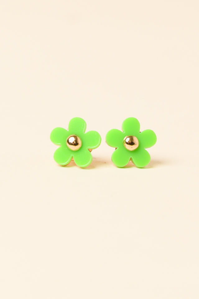 Aileen Green Flower Stud Earrings