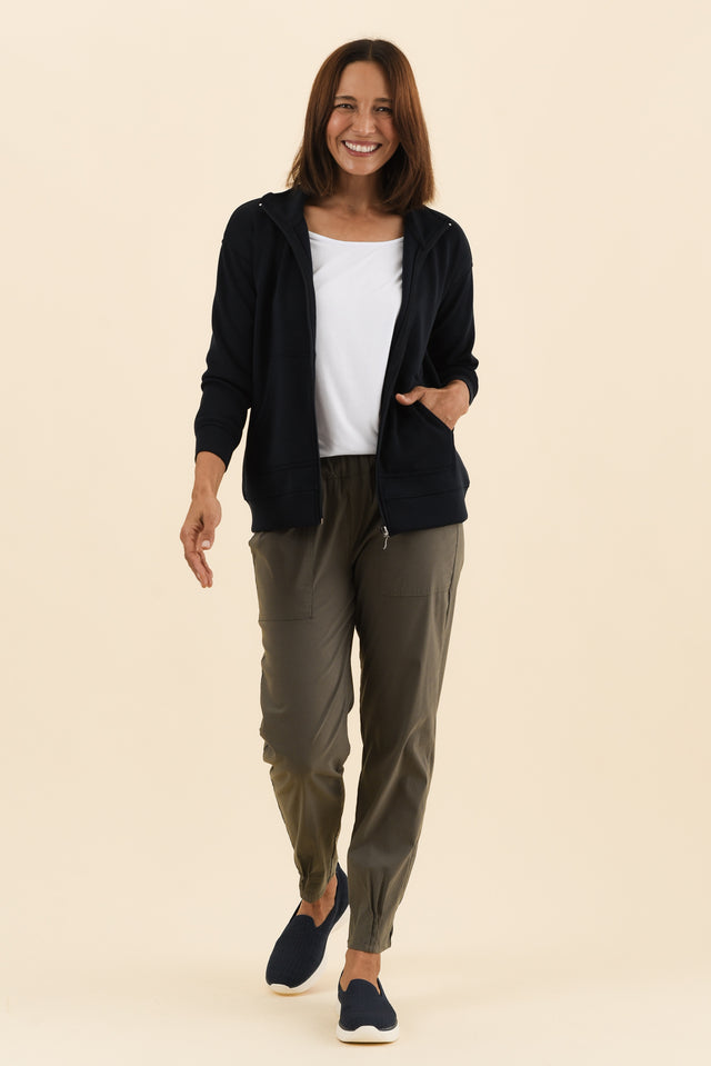 Air-Lite Olive Stretch Cargo Pants,Full Body,Brunette model,alt text|model:Cara image 6