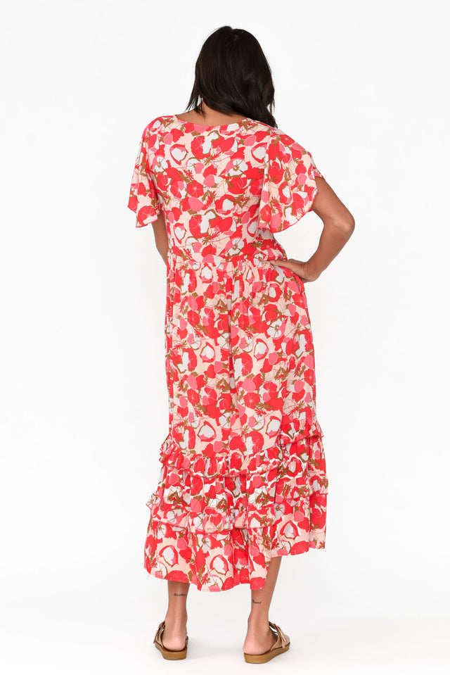 Akira Red Bloom Button Tier Dress image 5