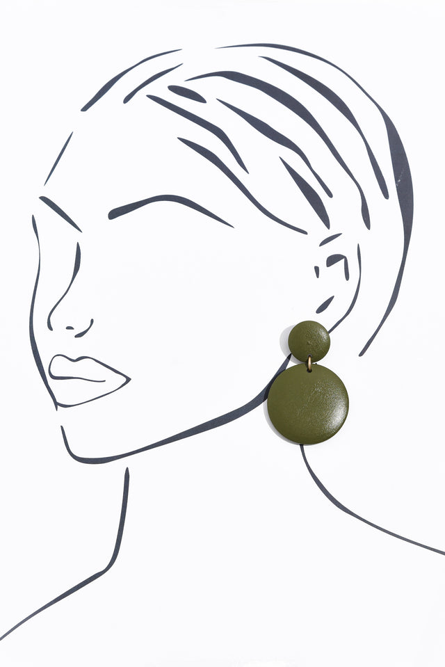 Akori Green Wood Circle Earrings
