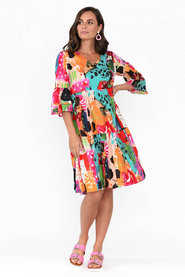 Alanya Pink Abstract Organic Cotton Dress image 3