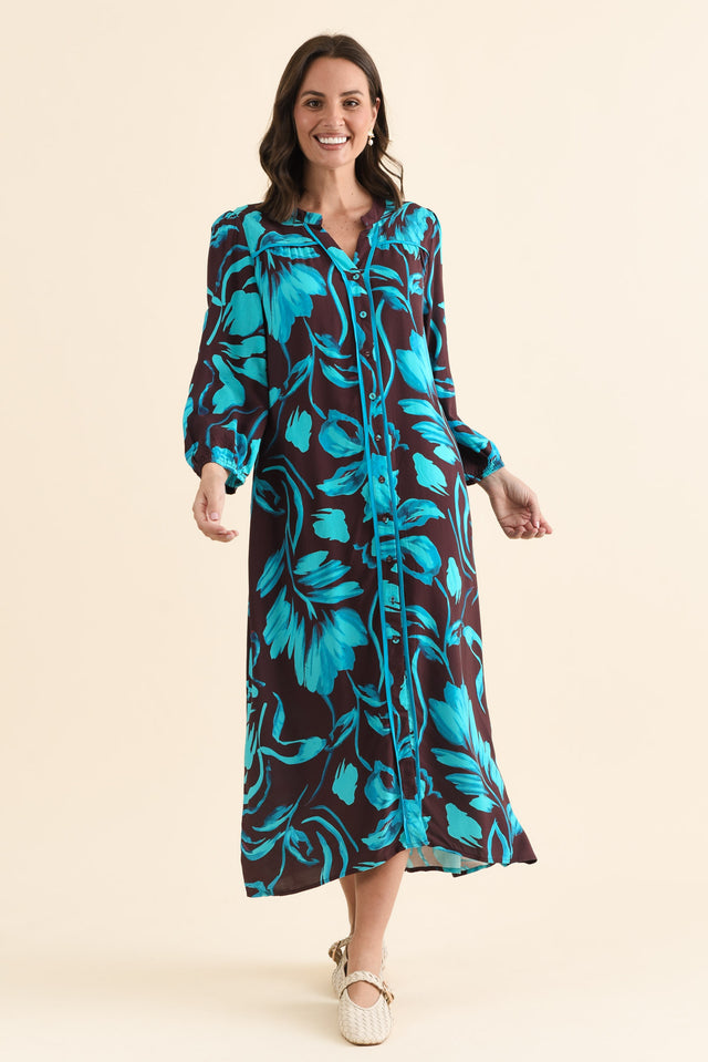 Albury Blue Floral Tie Dress,brunette model,Full Outfit,alt text|model:MJ image 6