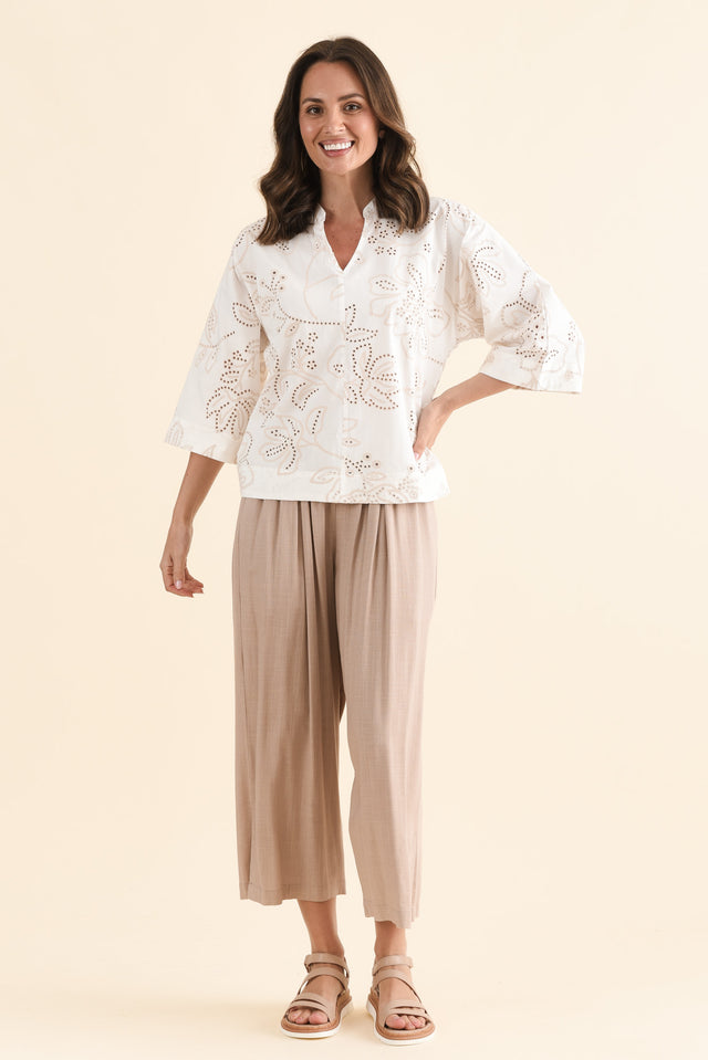 Alena White Blossom Cotton Top,Full Body,Brunette model,alt text|model:MJ image 6