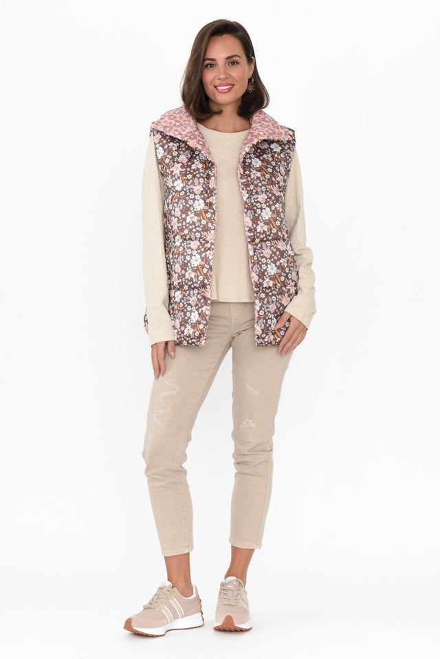 Alessia Floral Cheetah Reversible Puffer Vest image 4