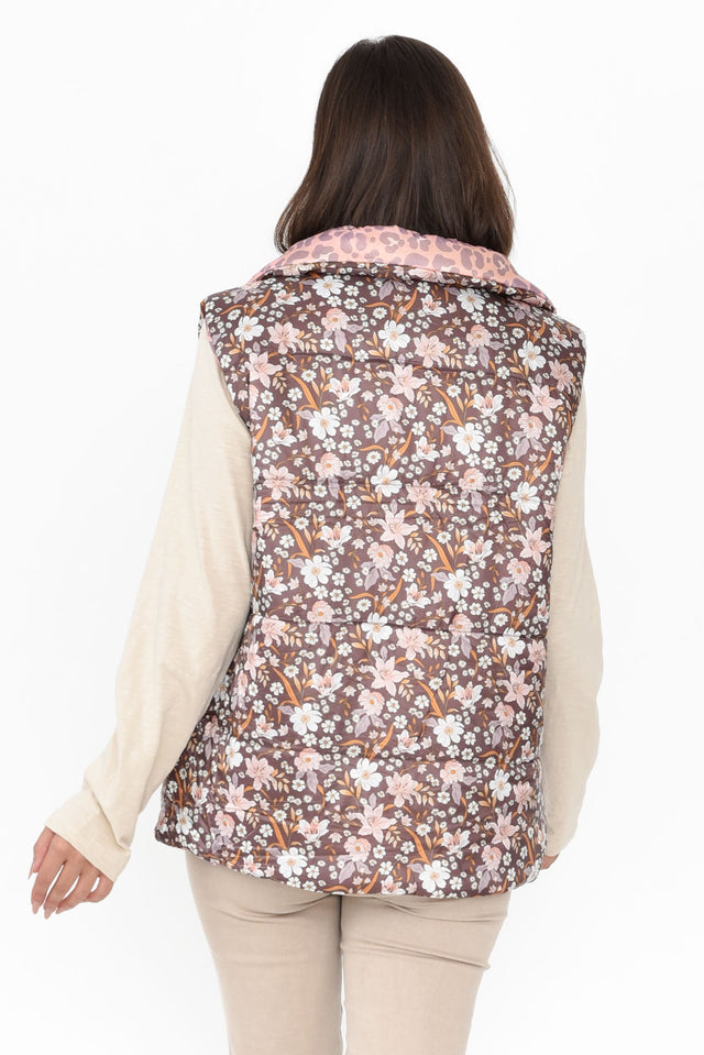 Alessia Floral Cheetah Reversible Puffer Vest