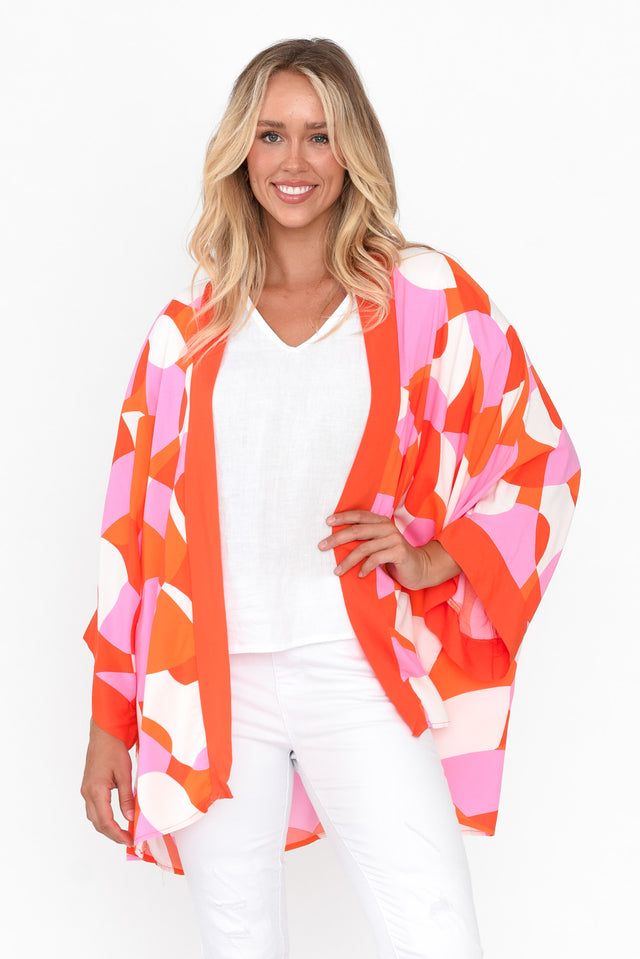 Alexandro Orange Abstract Kimono
