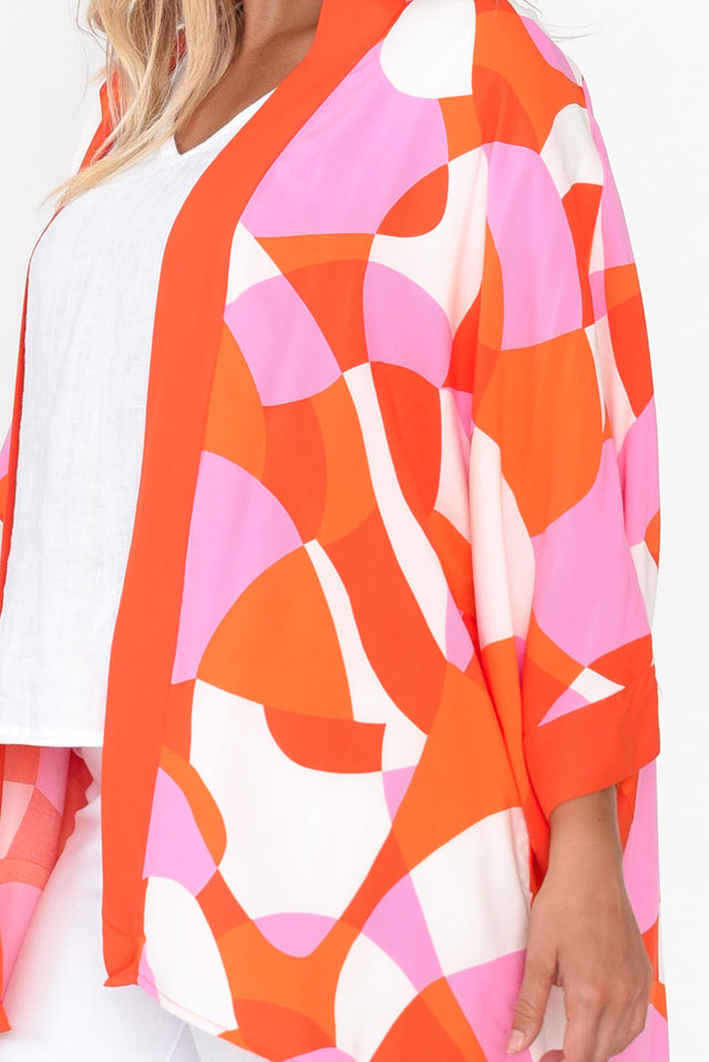 Alexandro Orange Abstract Kimono