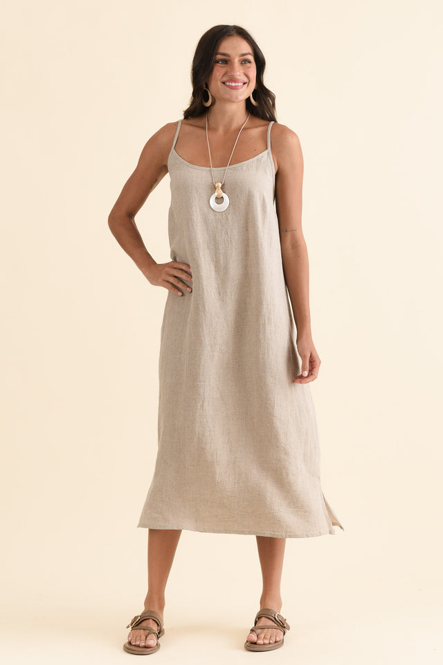Alexia Natural Linen Slip Dress,Full Body,Brunette model,alt text|model:Brontie image 6