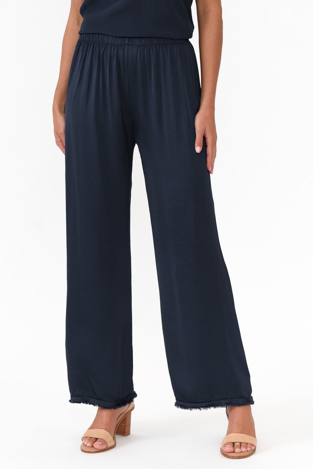 Alistair Navy Gloss Frayed Pants image 1
