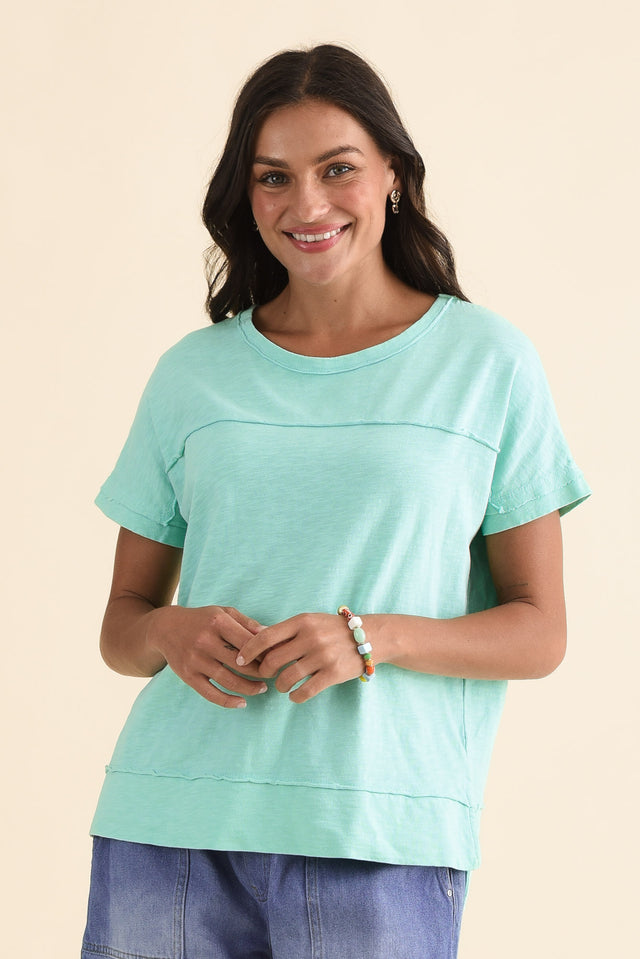 Allison Mint Cotton Tee,Front,Brunette model,alt text|model:Brontie image 1