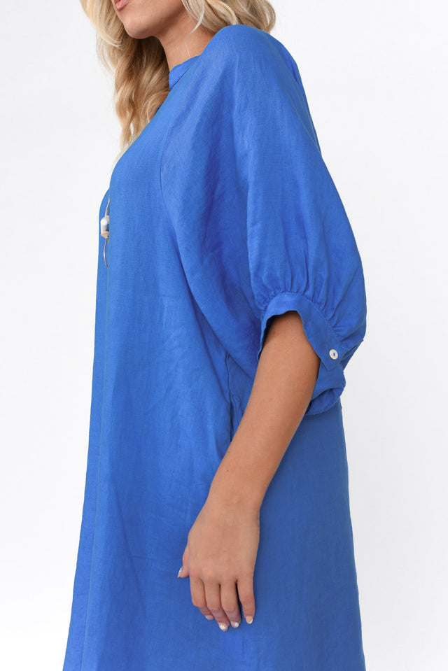 Almaz Cobalt Linen Shirt Dress image 7
