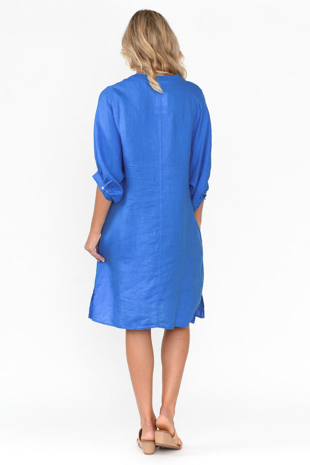 Almaz Cobalt Linen Shirt Dress image 6