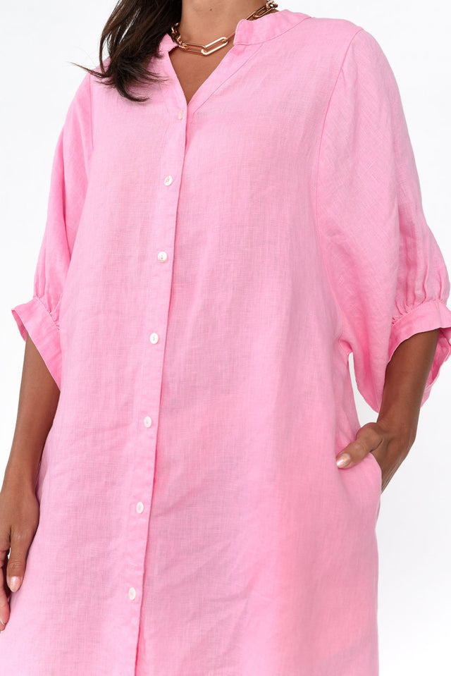 Almaz Pink Linen Shirt Dress thumbnail 6