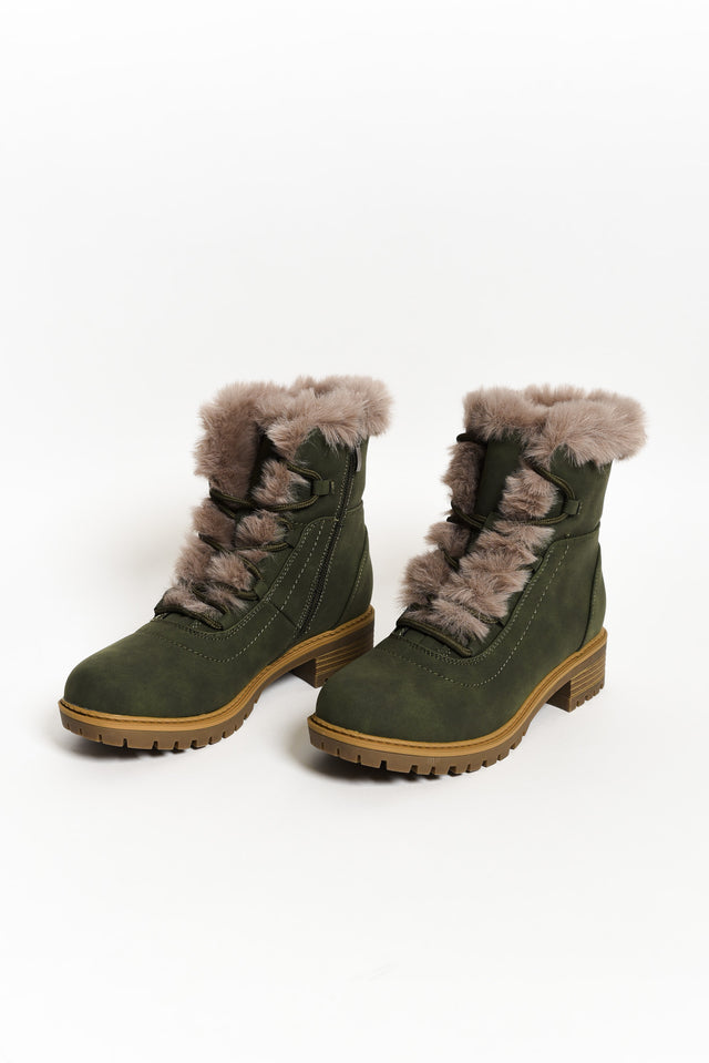 Alpine Khaki Faux Fur Boot