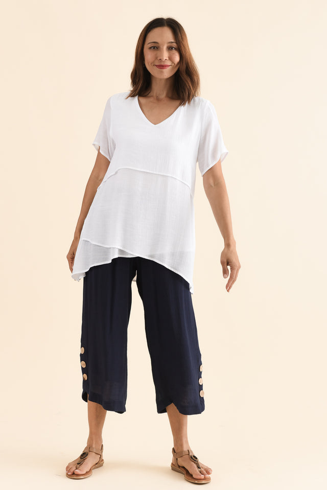 Alvina White Layered Tunic Top,Full Body,Brunette model,alt text|model:Cara image 8
