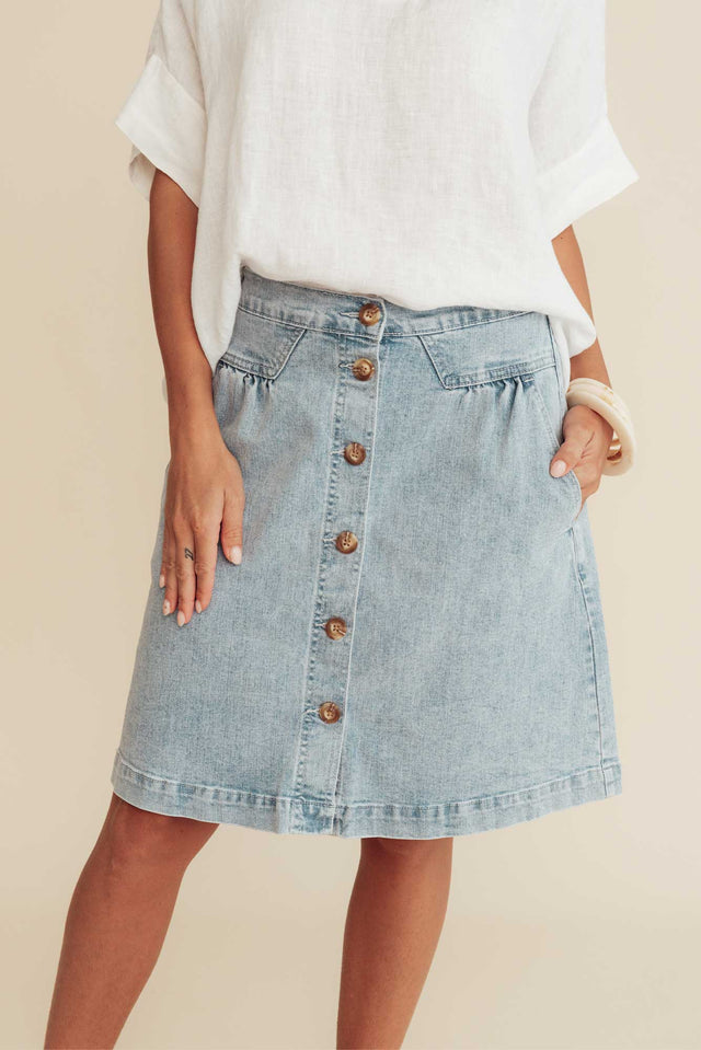 Amanda Vintage Blue Stretch Denim Skirt image 1