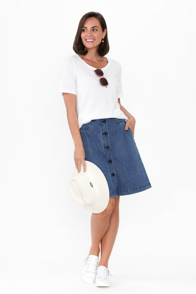 Amanda Vintage Blue Stretch Denim Skirt