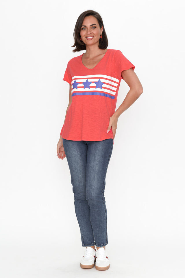 Amber Red Race Stripe Cotton Tee image 6