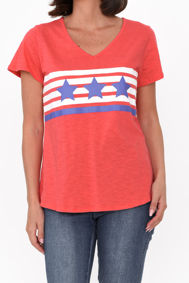 Amber Red Race Stripe Cotton Tee image 5