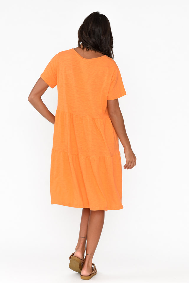 Ambrose Orange Cotton Slub Tier Dress image 7