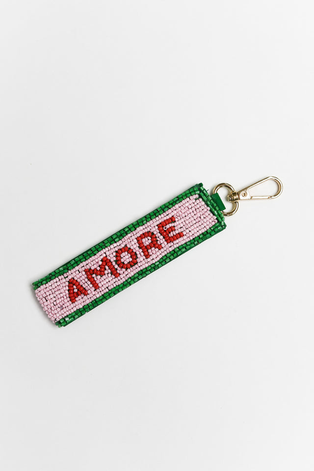 Amore Pink Beaded Keychain