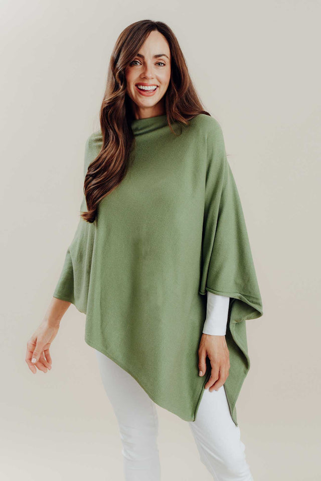 Amy Olive Wool Blend Poncho image 1