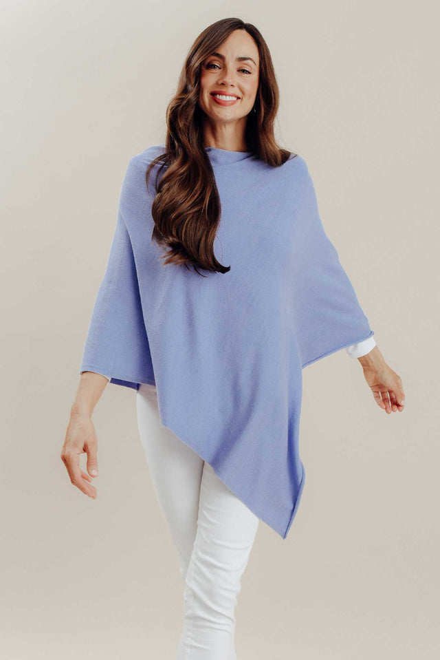 Amy Blue Wool Blend Poncho image 1