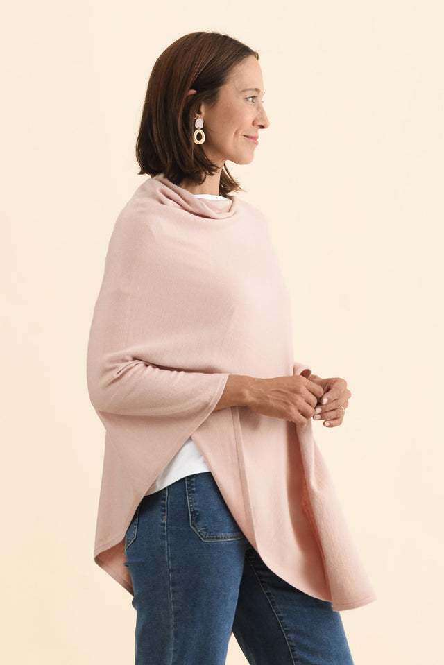 Amy Dusty Pink Wool Blend Poncho image 4