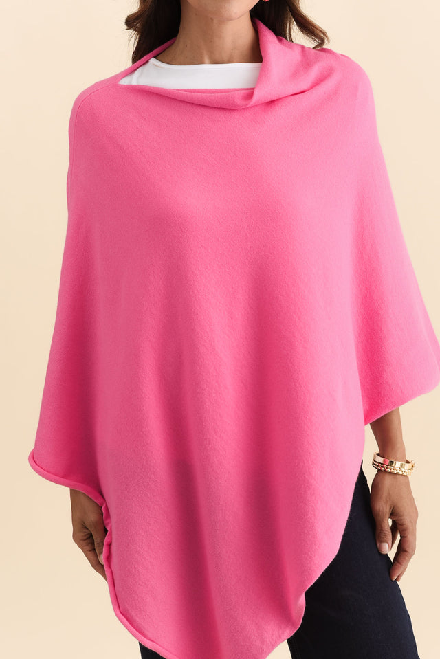 Amy Fuchsia Wool Blend Poncho,Brunette model,alt text|model:Cara image 7