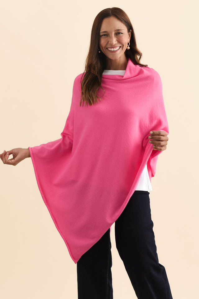 Amy Fuchsia Wool Blend Poncho