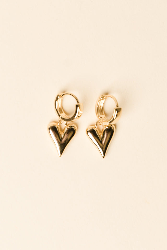 Amy Gold Heart Drop Earrings