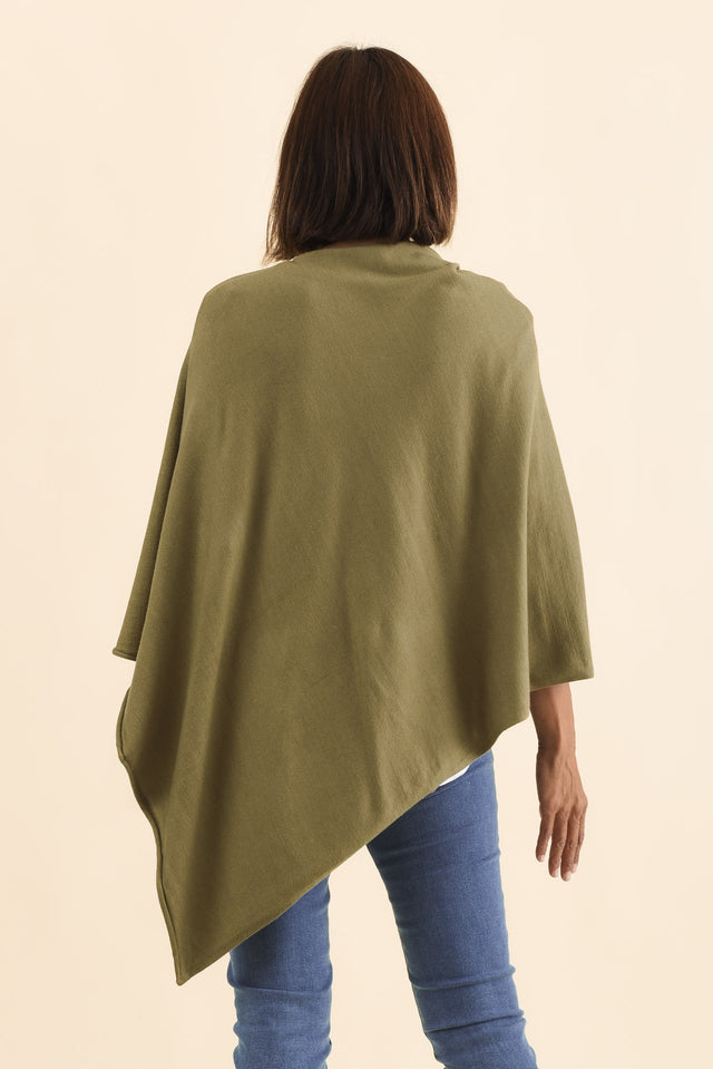Amy Green Wool Blend Poncho,Brunette model,alt text|model:Cara image 5