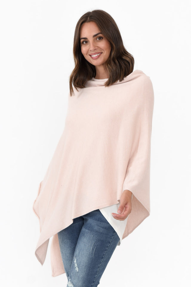 Amy Pink Wool Blend Poncho