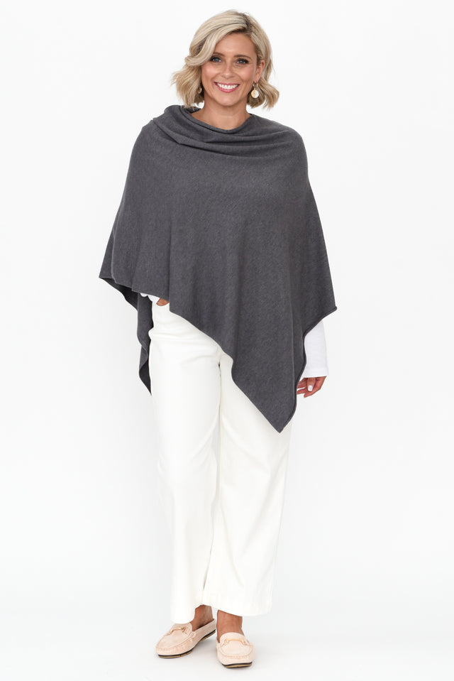 Amy Deep Grey Wool Blend Poncho banner image