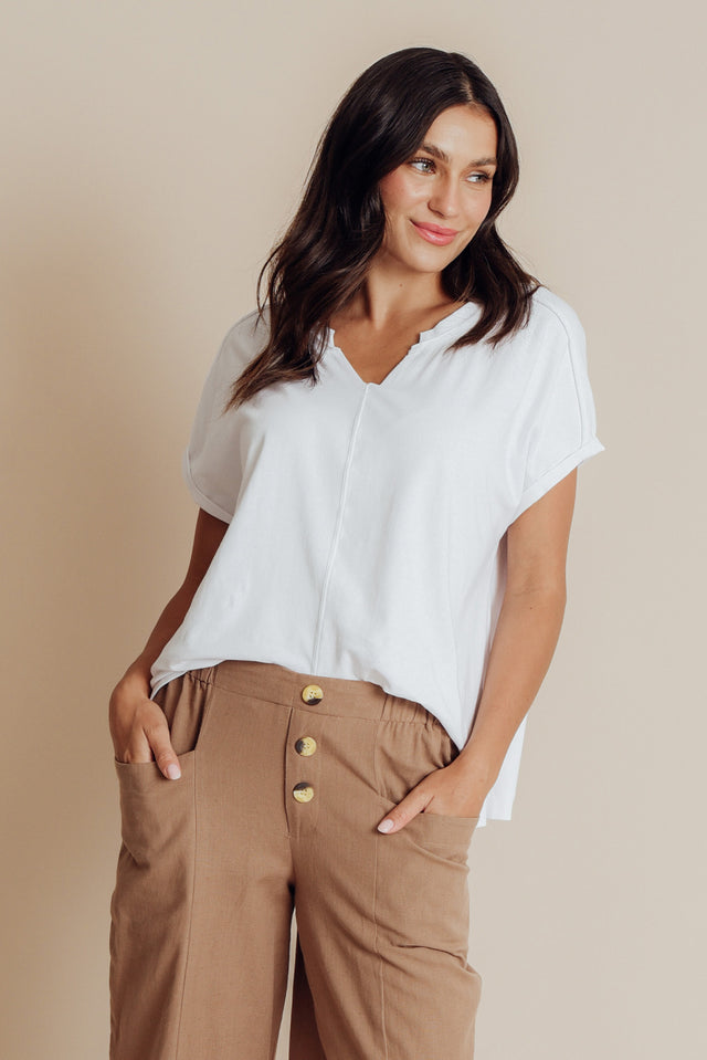 Anabeth White Cotton Swing Top