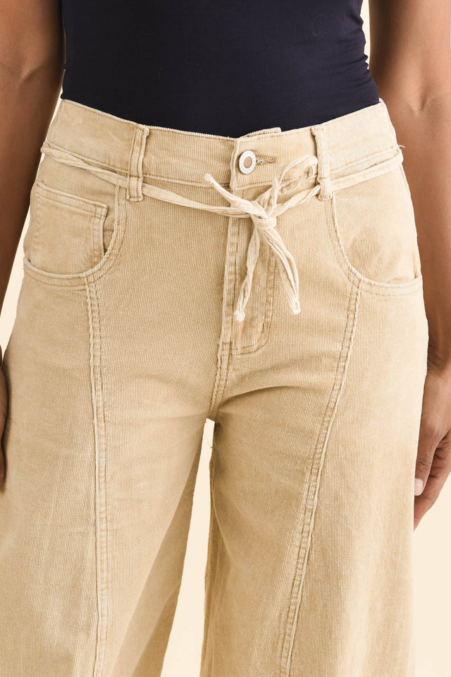 Angela Tan Wide Leg Corduroy Pants,Brunette model,alt text|model:Cara image 7