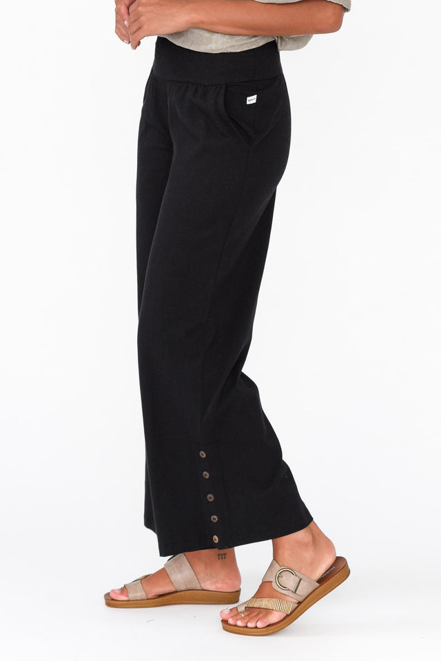 Angelica Black Cotton Shirred Pants