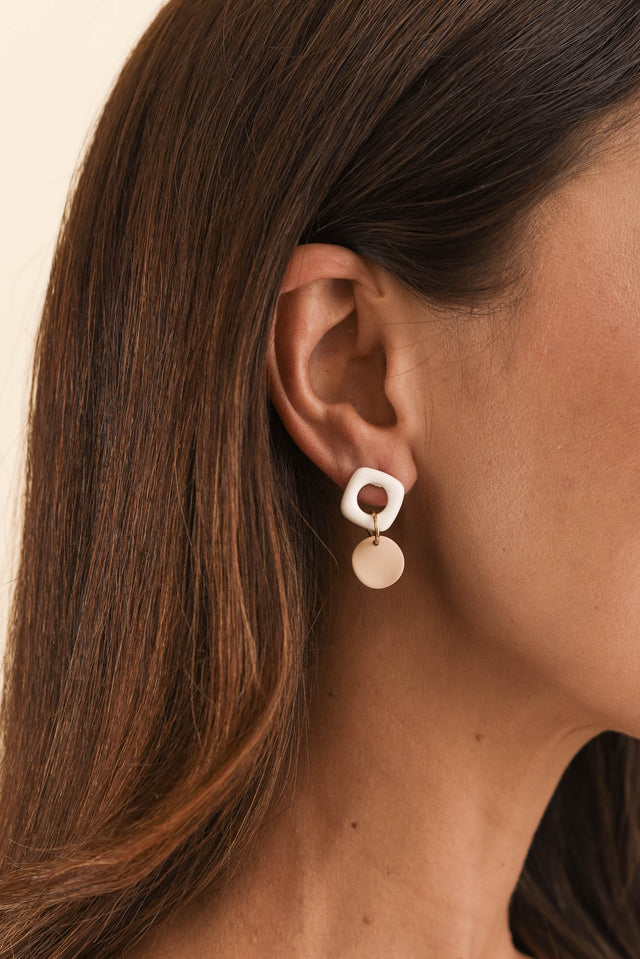 Angie White Drop Earrings