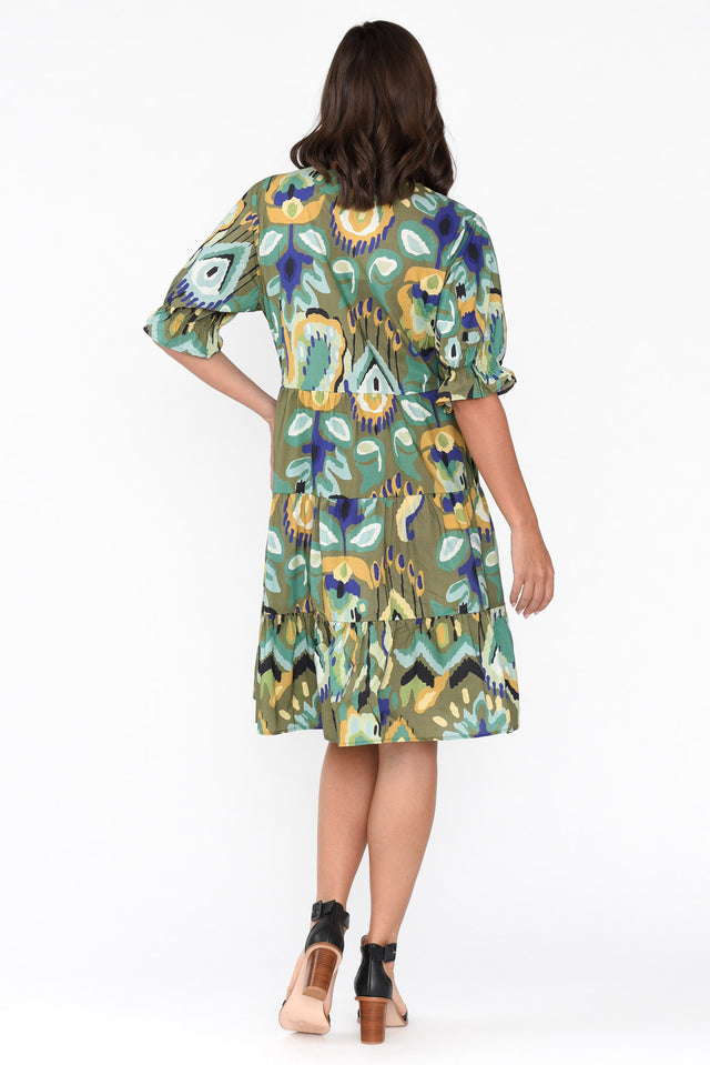 Anielle Emerald Abstract Tier Dress