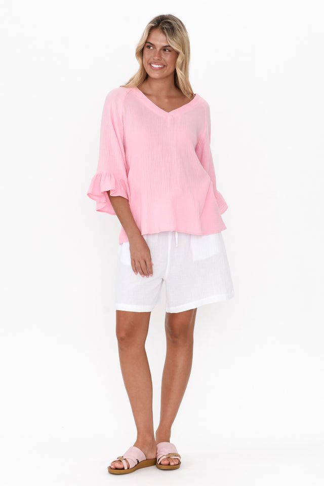 Anissa Pink Cotton Frill Top image 7