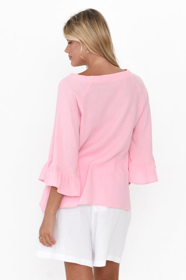 Anissa Pink Cotton Frill Top image 5